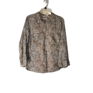 Croft & Borrow Women's XL  Long Sleeved Animal Print 1/4 Zip Top